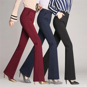 

Women's Pants Casual Loose Slim Flared Trousers High Waist Formal Trousers For Woman Skinny Solid Office Lady Wear Plus Size