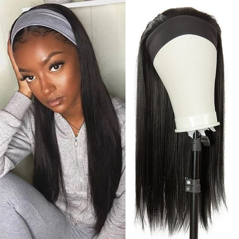 Peluca de cabello sintético para mujeres negras, pelo largo ondulado Afro, liso, 20 pulgadas