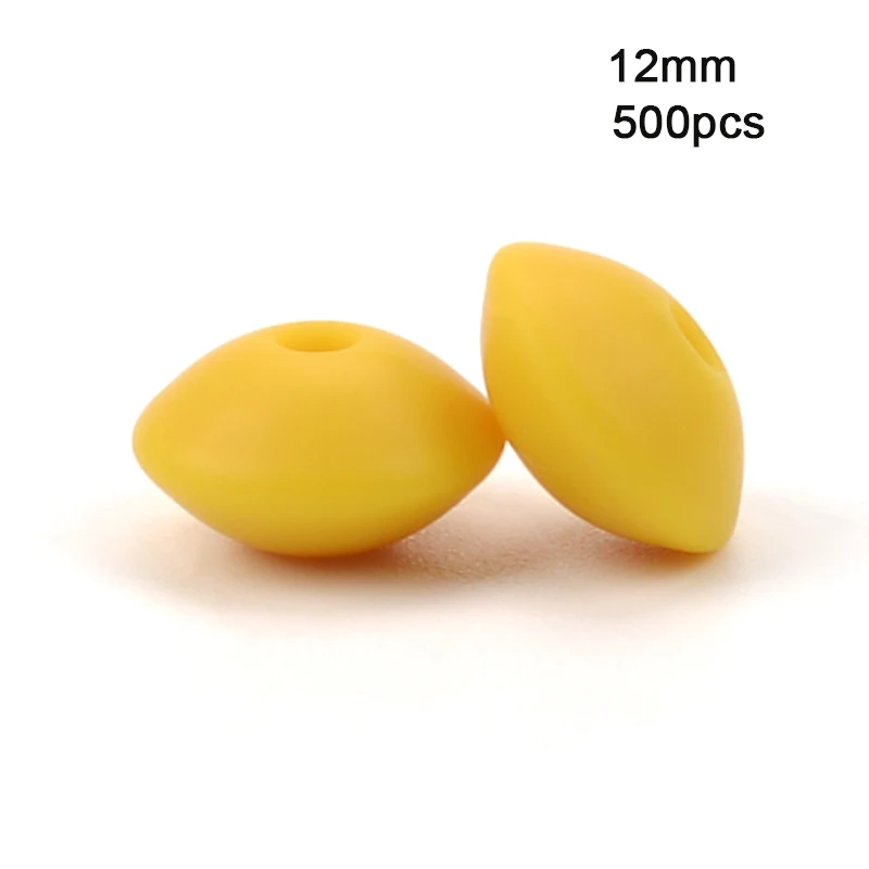 mustard LOFCA, 12 мм, 500 шт./лот, силиконовая чечевица, круглые бусины, Прорезыватель для зубов, детский прорезыватель, жевательный, BPA бесплатно, сделай сам, цепочка для соски, пищевой силикон - Цвет: mustard