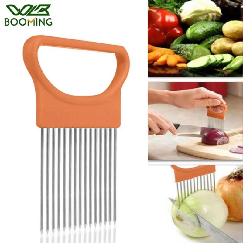 

WBBOOMING Plastic And Stainless Steel Kitchen Gadgets Onion Slicer Tomato Vegetables Safe Fork vegetables Slicing Cutting Tools