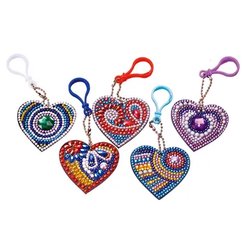 

Love Heart Design 5D Full Diy Diamond Painting Keychain Custom Painitng With Round Beads Special Diamond