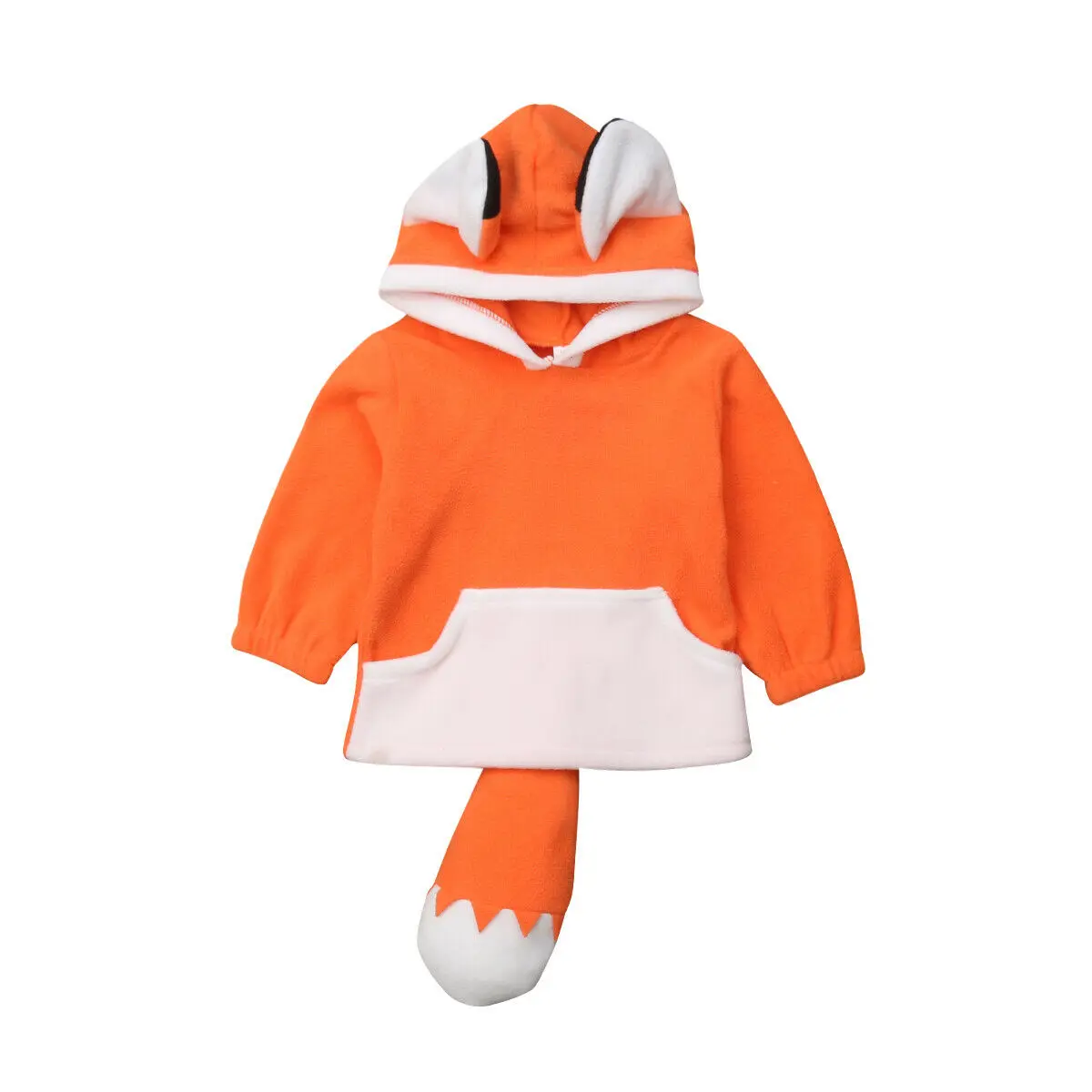 Коллекция года, весенне-осенняя одежда для малышей Верхняя одежда для маленьких девочек с героями мультфильмов флисовое пальто с капюшоном и объемными ушками, куртка костюм с длинными рукавами - Цвет: Оранжевый
