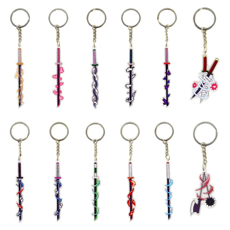 Anime Demon Slayer Sword Acrylic Keychain Cartoon Cosplay Props Pendant Keyring Fans Collections | Украшения и аксессуары