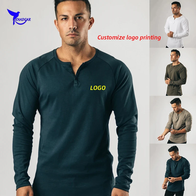 

2020 Autumn Breathable Long Sleeve Cotton Running Shirt Men Outdoor Jogging Training Tops Gym Fitness Sportswear T-shirts Custom