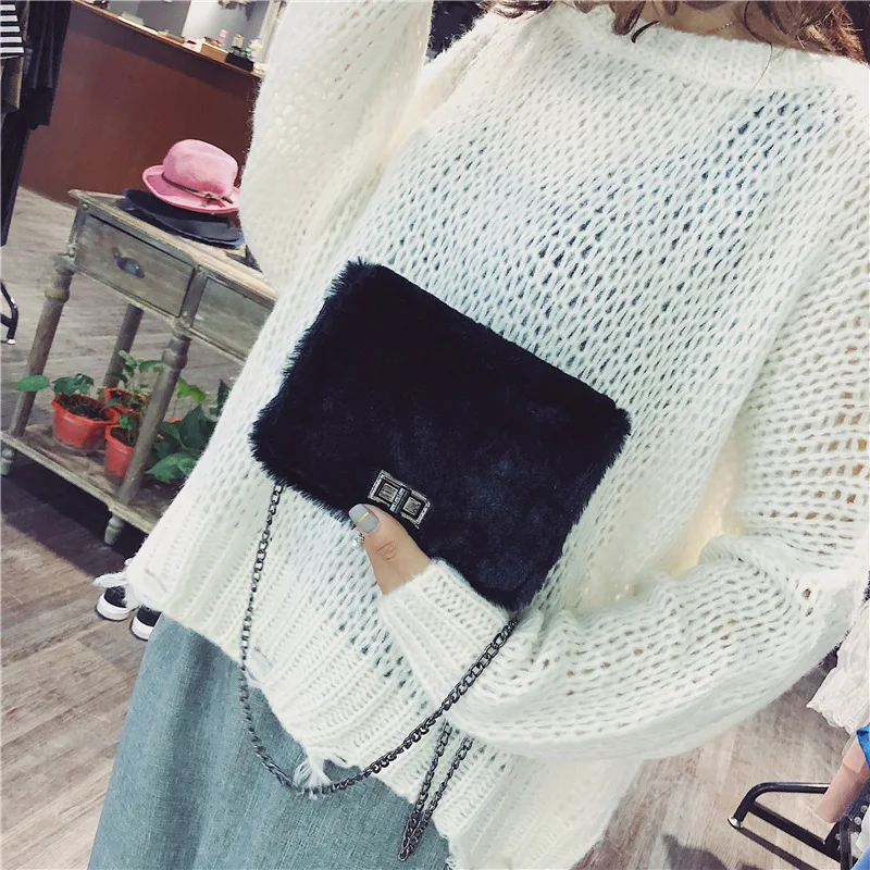

Bag Women's 2019 New Style Winter Leopord Pattern Maomao Bag Simple Small Shoulder Bag Versatile Chain Shoulder Oblique Square S