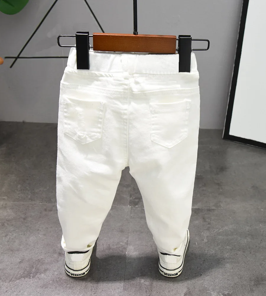 Denim Pants Children's pants Chorus Clothing Pure White/Black Students Contest Straight Jeans Baby Boys Comfortable Latin Dance Trousers