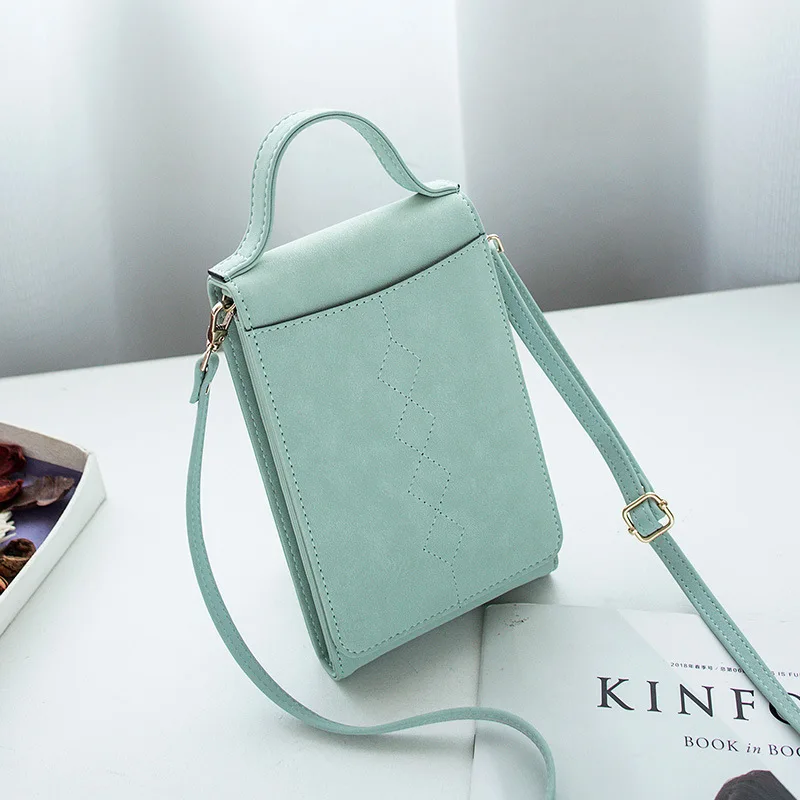912 green Новая модная сумка для телефона из искусственной кожи, женская сумка через плечо, кошелек для монет, вместительная Минималистичная Портативная сумка-мессенджер - Цвет: 912 green