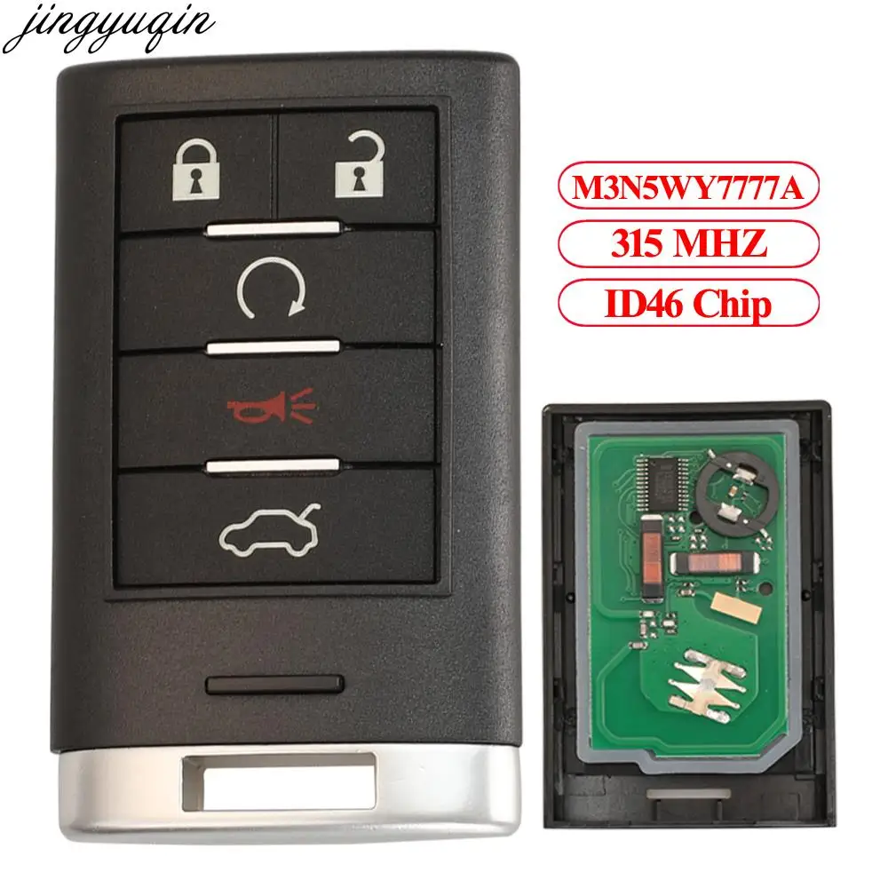 

Jingyuqin Remote Car Key Alarm M3N5WY7777A 315MHz ID46 For Cadillac CTS CTS Coupe 2012 STS 2008-2014 5 Buttons