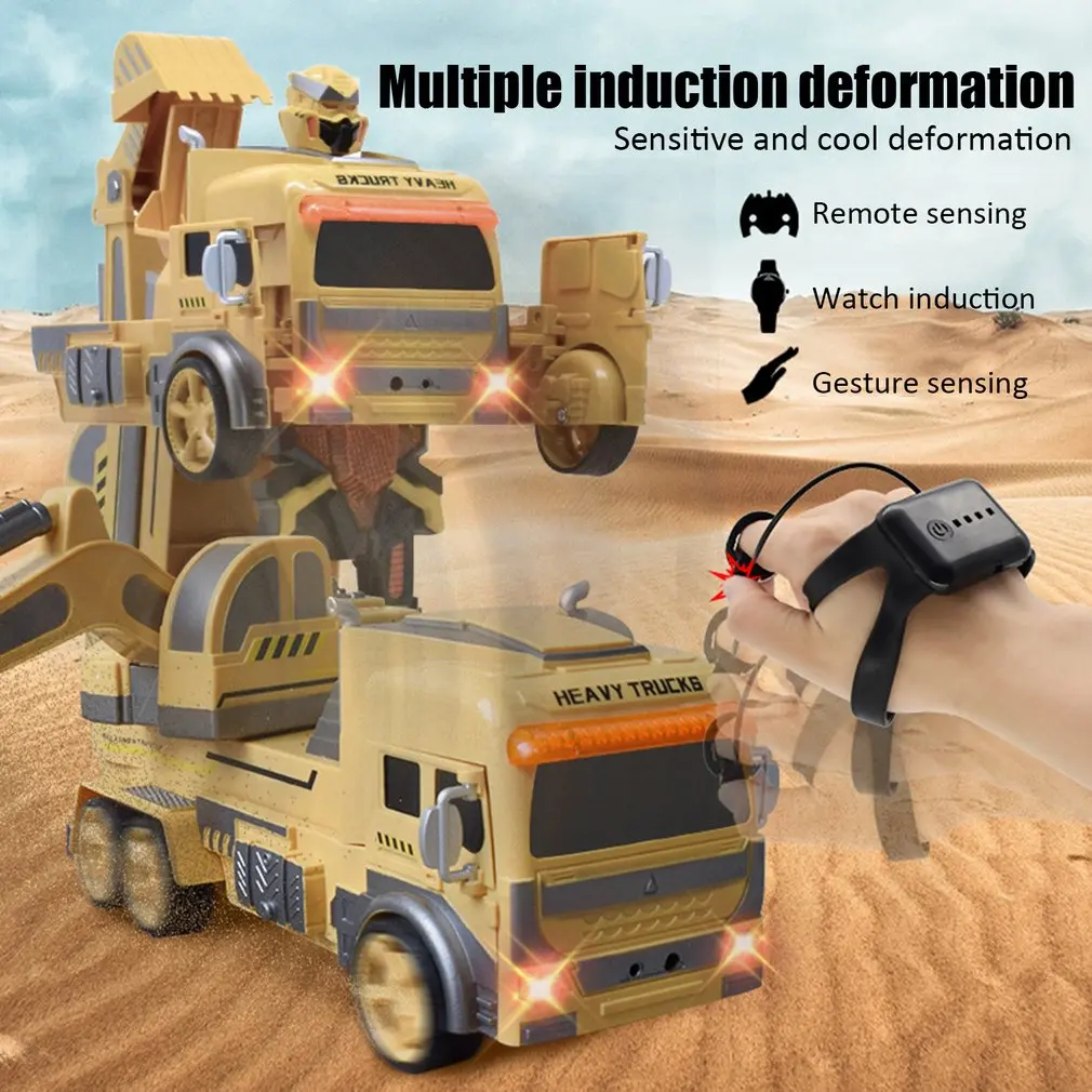 

Gesture-sensing Remote-controlled Deformation Car Mixer Truck Engineering Vehicle 2.4GHz Deformation Robot