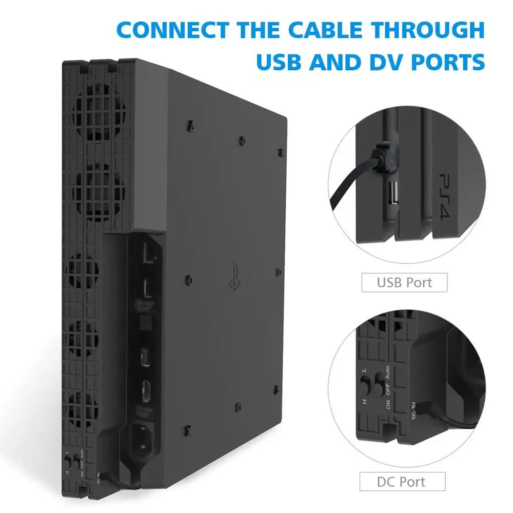 PS4 Pro Cooler Play station 4 Pro Cooling Fan USB External 5-Fans Super Turbo Temperature Cooling Fan for PS4 Console cooling fan,gaming cooling fan