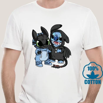 

7983X Stitch Toothless How To Train Your Dragon T Shirt Black Cotton Men S shubuzhi men cotton tshirt summer brand s 4XL 5XL