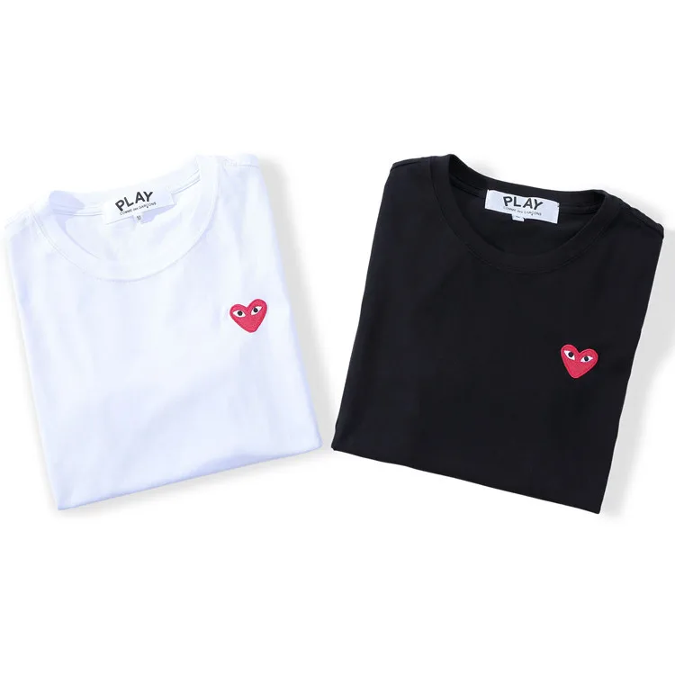 

Long-term Europe And America Spring And Summer Casual Little Red Hearts Short Sleeve WOMEN'S Dress Solid Color Heart Men And Wom