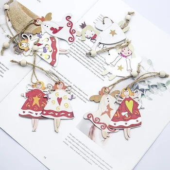

1 Set 8Pcs Christmas Tree Decorations Ornaments Wooden Printing Ornaments Merry Christmas Doll Pendants Ornaments Creative Gift