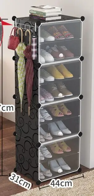 8 layers Пластиковый съемный шкаф для обуви, обувной стеллаж для прихожей, спальни, обувной стеллаж, органайзер, держатель, сборная полка для обуви, полка для хранения, сделай сам - Цвет: 8 layers