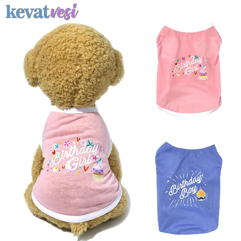 

Autumn Pet Dog Clothes Birthday Boy Print Dog Vest T-Shirt Thin Cotton Dog Clothing for Small Dogs Chihuahua Yorkshire Clothing