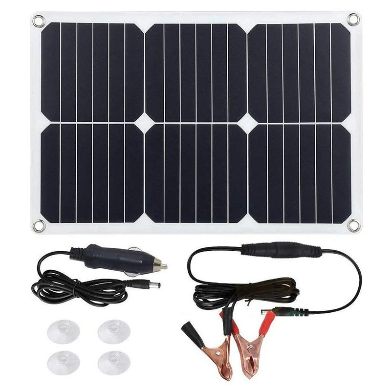 

18V 12V 18W Solar Car Power Battery Charger, Portable Solar Panel Trickle Charger with Cigarette Lighter Plug, Suction Cups, Mai