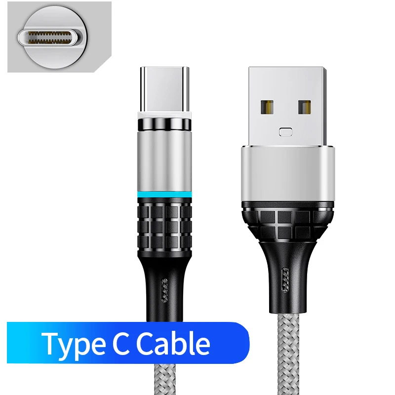 OneVan магнитное зарядное устройство type-c Micro Usb 3.0A линия передачи данных Быстрая зарядка кабель Niylon плетеный шнур для зарядки телефона для Xiaomi Iphone - Цвет: Silver For Type-C