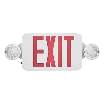 

AC120/277V Red Exit Sign LEDs Combo Emergency Light with Adjustable Two Head Backup Batterys Wall Mount Ceiling Lights