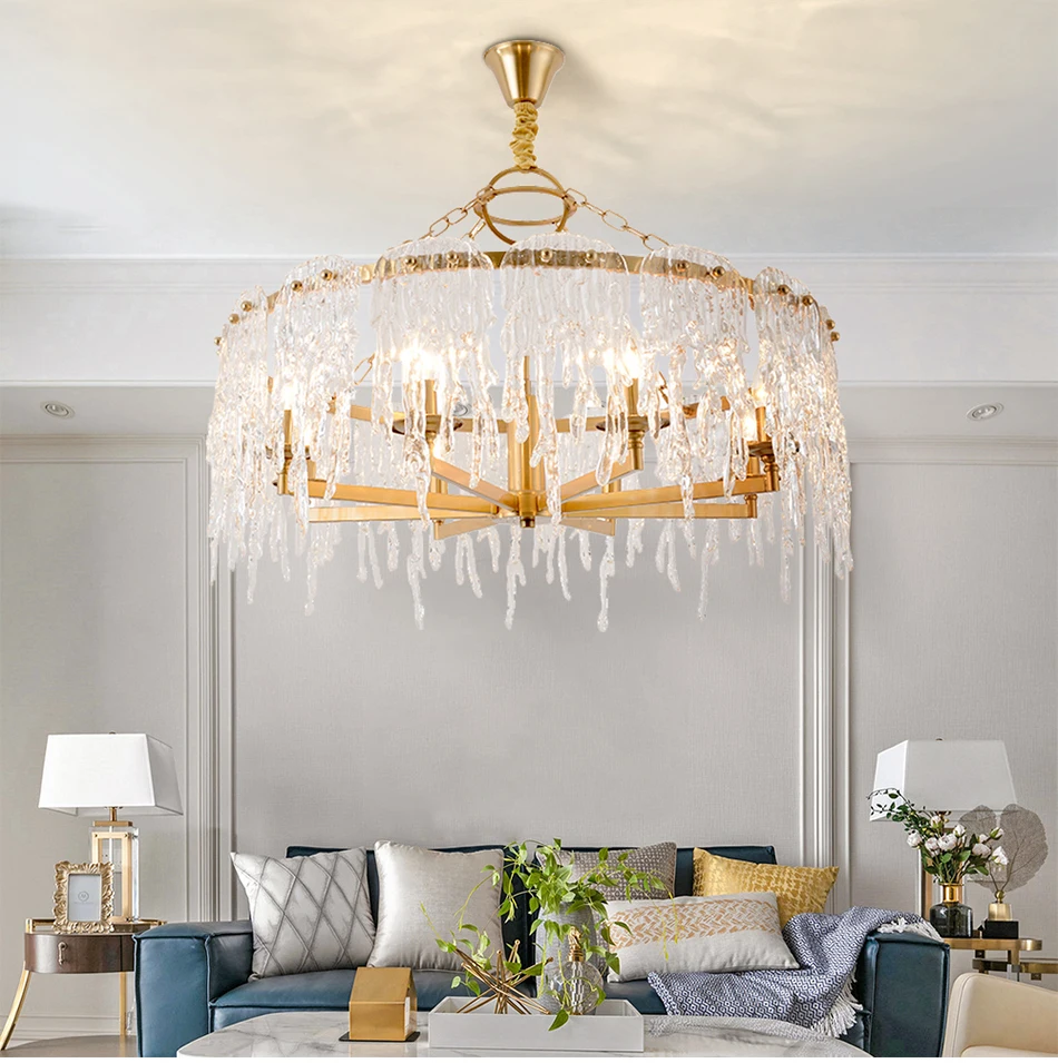 Luxury design round chandelier lighting for living room bedroom LED glass lamp AC110V 220V modern dinning room light fixture