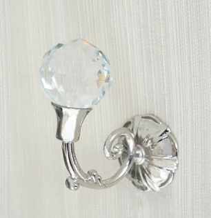 Silver Классический хрустальный стеклянный шар, настенные крючки, винтажный цинковый сплав, вешалка для ключей, золото, серебро, медь, бронза, шикарный крючок для хранения ванной комнаты - Цвет: Silver