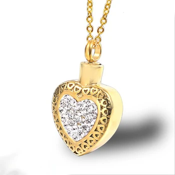

1PC Open Heart Pendant Urn Jewelry Memorial Cremation Ashes Women Necklace Chain Link 20Inch Anniversary
