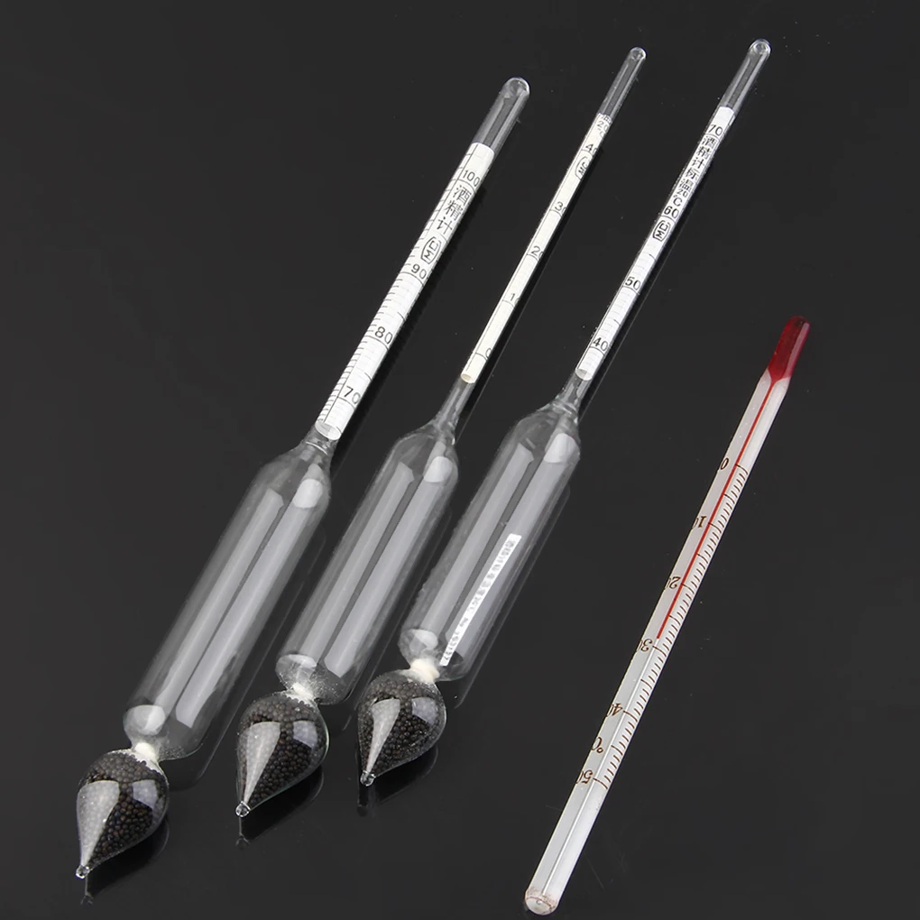 Professional Measure 0 to 100% Alcohol Content 3 Pieces Hydrometer Set Professional Measure 0 to 100% Alcohol Content 3 Pieces Hydrometer Set
