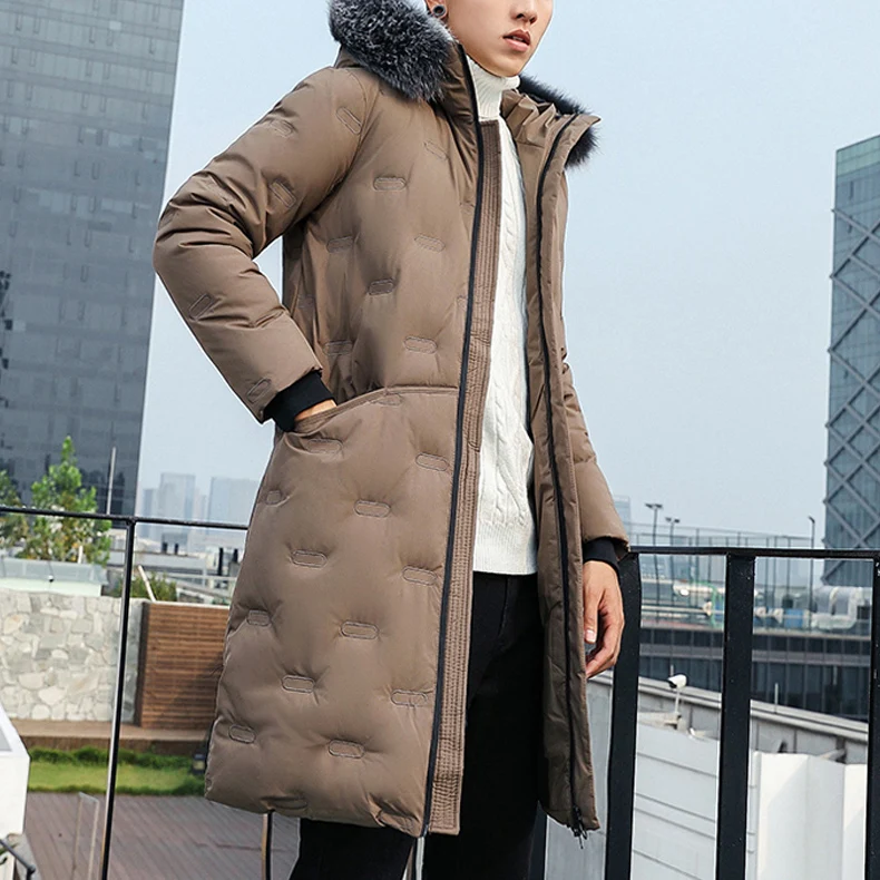 Мужская зимняя парка с капюшоном, пальто, длинная куртка, роскошное пальто, новинка, Mu Yuan Yang, брендовая мужская одежда