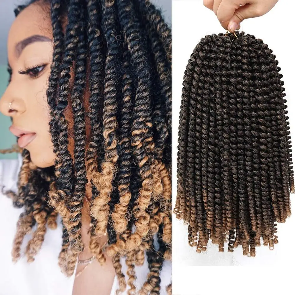 

Ombre Fluffy Kinky Curly Twist Braiding Hair Bulk Synthetic Long Passion Spring Twist Hair Crochet Braids Prelooped Fluffy Twist