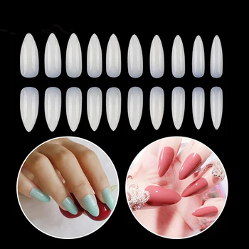 

600 PCS Set Stiletto Fake Nail Tips Artificial Ballerina In 10 Sizes Full Coverage Medium Size Sharp Ends False Nail Art Tips