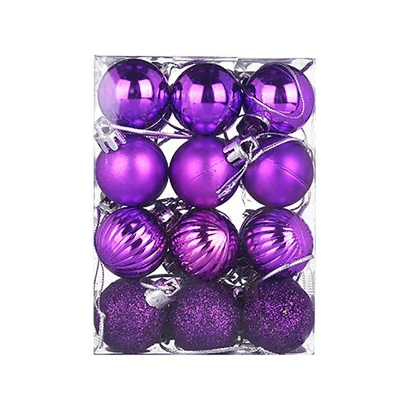 Purple 24 шт. 30 мм Рождественская елка шар-безделушка подвесное праздничное Рождественское украшение для дома Декор и цена Boule de noel - Цвет: Purple