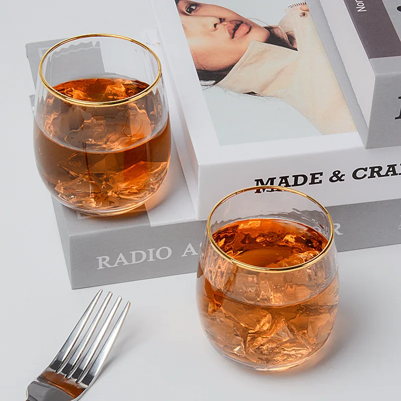 Креативные золотые вертикальные полосы виски стекло, высококлассные простые хрустальные бокал для вина, кружка посуда ужин кружка для воды