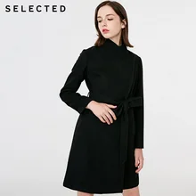 Женское шерстяное пальто средней длины на шнуровке | 418427523