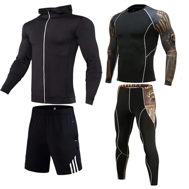 

New Running Set Men Sport Suits Soccer Basketball Compression Underwear Running Sets Sport Suits Dress Gym Jogging Fitness Suits