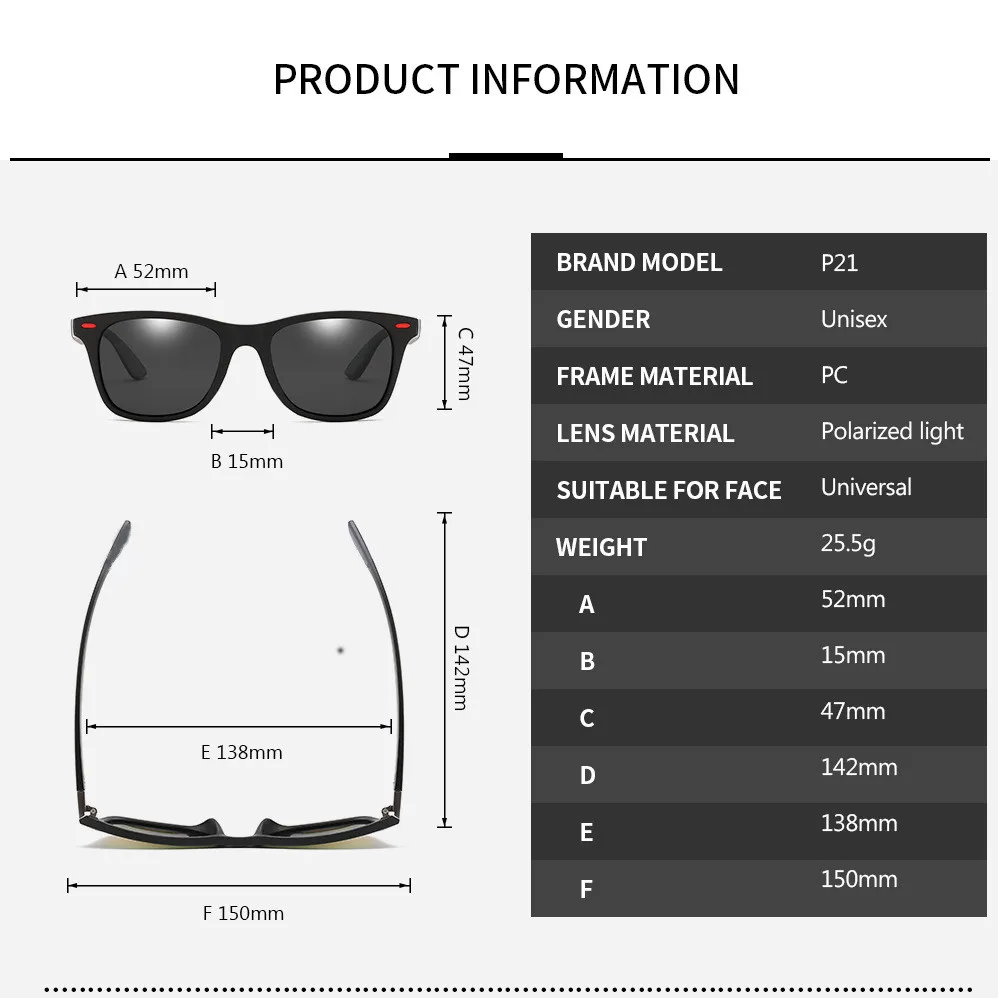 Polarized Men  Sunglasses Fashion Brand Designer Women Driving Square Frame Sun Glasses Male Goggle Shades Coating Mirror Female