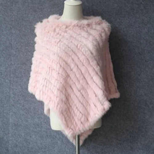 Женское весенне-осеннее вязаное пончо из натурального кроличьего меха, шарф из пашмины, шаль из настоящего кроличьего меха - Цвет: color13