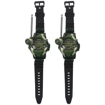 

1 Pair LCD Radio 150M Watches Walkie Talkie 7 in 1 Children Watch Radio Outdoor Interphone Toy (Color: Green)