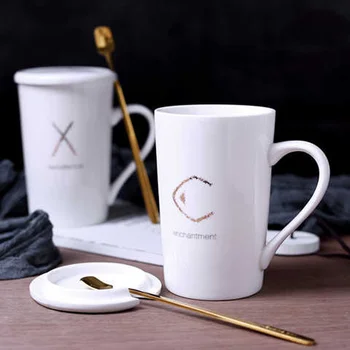 

Creative Retro Ceramic Cup Large Capacity Water Mug Mug Simple Couple Cup with Lid Spoon Coffee Cup Milk Cup Coffee Mugs Mug