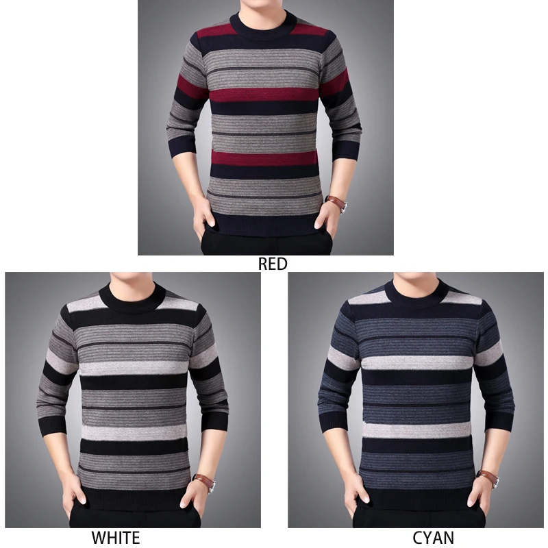Blog Autumn Winter Sweater Pullovers O-neck Men Sweater Striped Casual Men Knitted Slim Fit Sweater Pullover Men Brand Clothing 2020