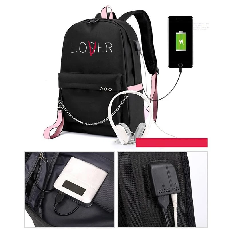 Большие Школьные сумки Lover Loser для девочек подростков usb рюкзак зарядки женская