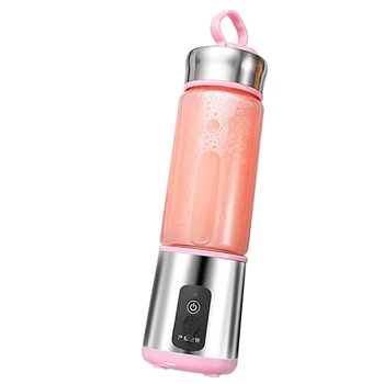 

380Ml Portable Juicer Multifunction Cut Mixer Usb Charging 6 Blades Blender Juice Cup Fruit Extractors Juice Maker Pink