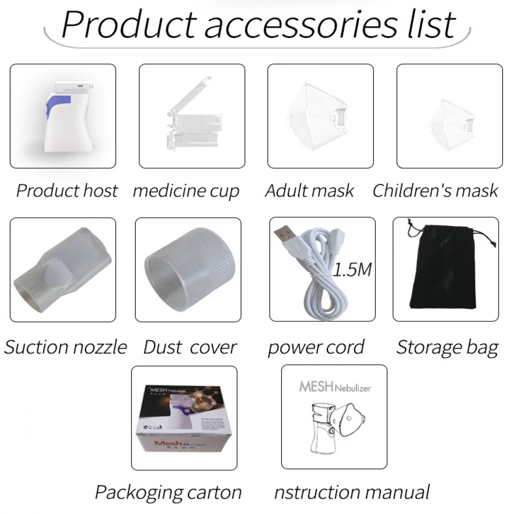  1pcs Nebulizer Household Sputum And Cough Ultrasound Micro-network Atomization Portable Child Adult