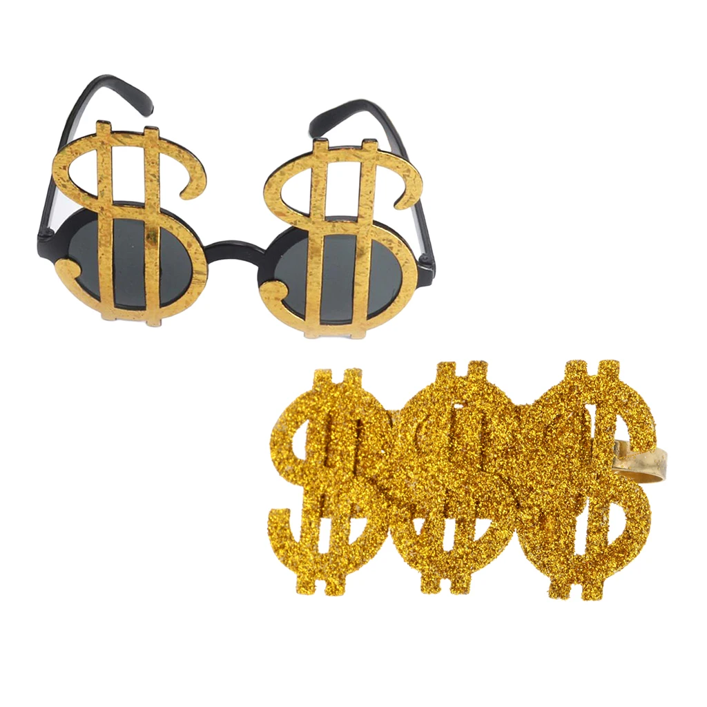 Gold Dollar Sign Clip-On Earrings Pimp Ho Dress Up Costume Accessory Jewelry 