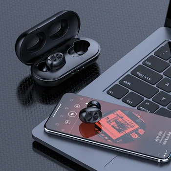 

NEW-B5 TWS Bluetooth Wireless Earphone 5.0 Press Control Earbuds Waterproof 9D Stereo Music Headset 300MAh Power Bank