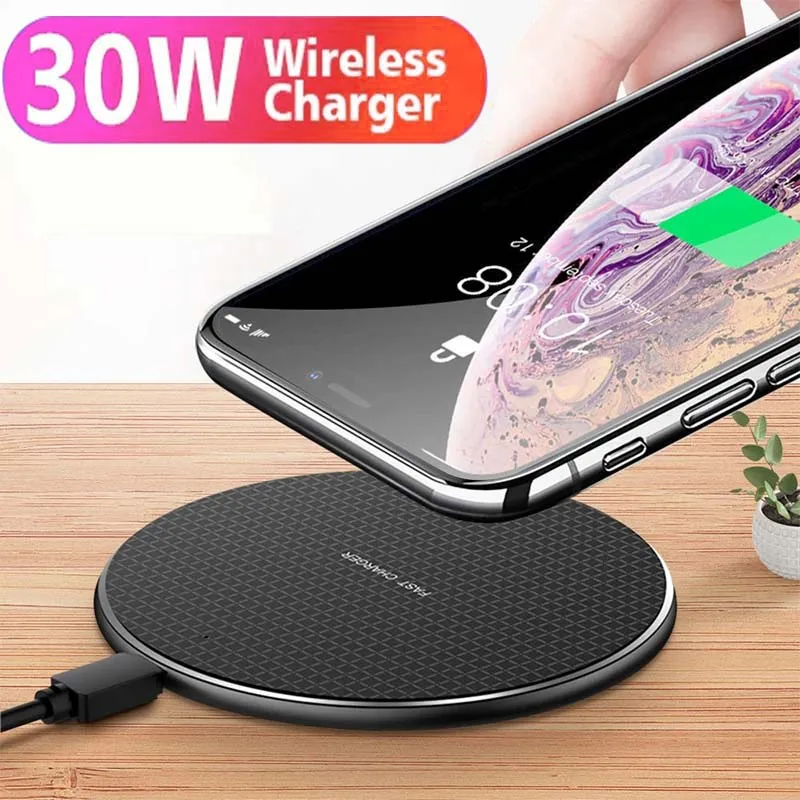 30W qi Wireless Charger for iPhone 11 X XR XS 8 fast wirless Charging Samsung Xiaomi Huawei OPPO phone Qi wireless charge | Мобильные