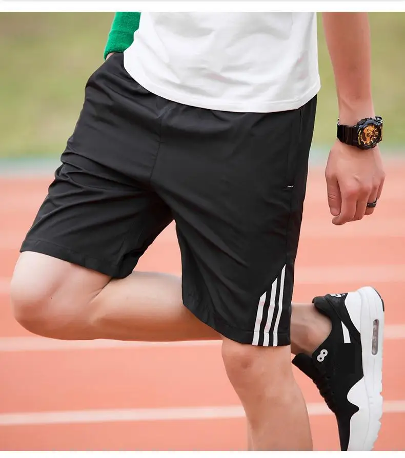 Pantalones cortos deportivos informales a rayas para hombre, ropa deportiva para correr, culturismo, 2020