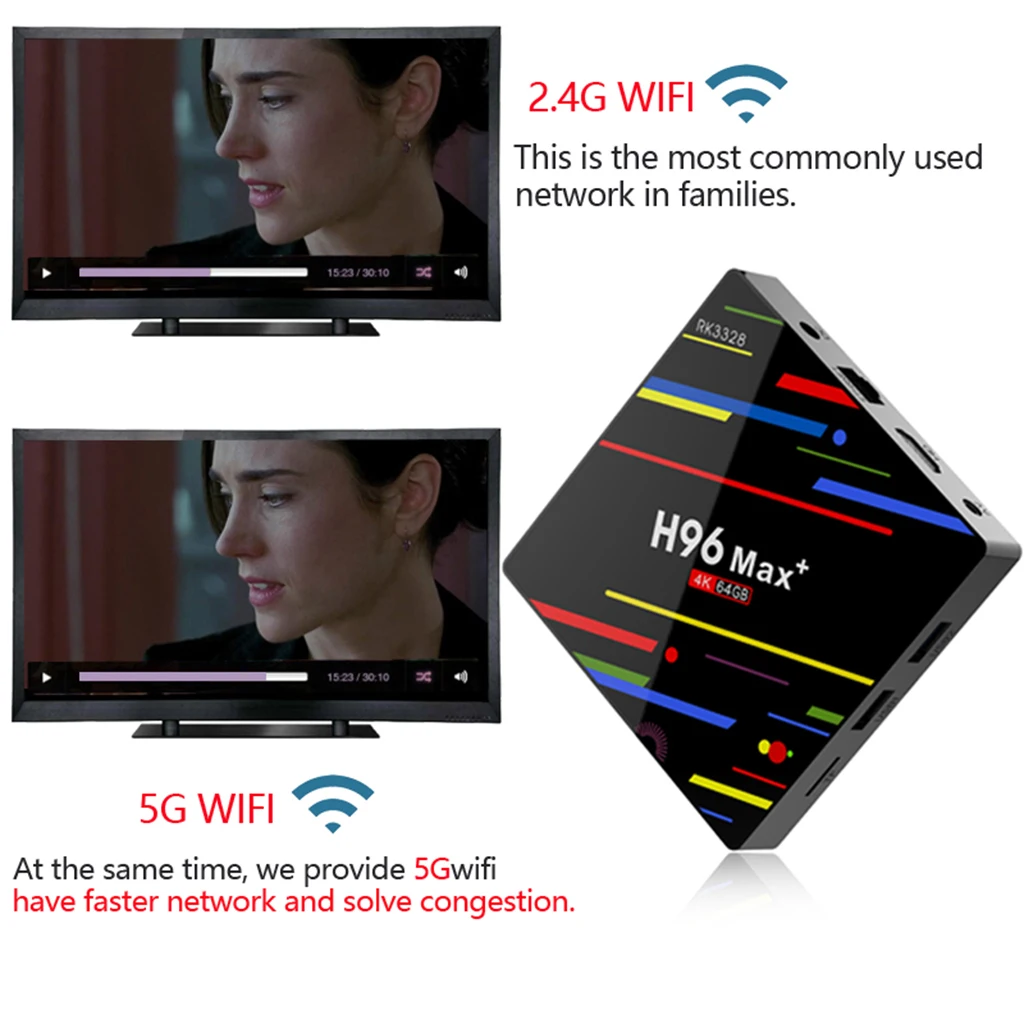 Голосовое управление H96 MAX Plus Smart tv Box Android 9,0 ТВ приставка 4 Гб ОЗУ 32 ГБ/64 Гб RK3328 4 к H.265 USB3.0 2,4 ГГц WiFi IP ТВ приставка