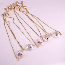 6 шт., натуральный жемчуг и CZ проложенный в форме рыбы золотой браслет для женщин Модный очаровательный браслет ювелирные изделия