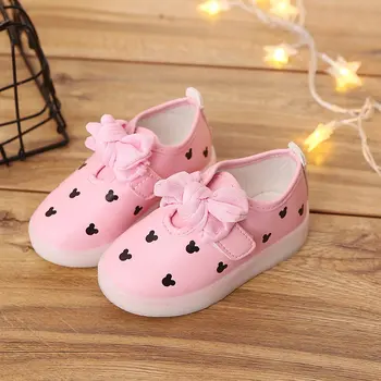 

Kids Led Light Up Shoes Girls Bow Led Light Shoes Lightweight Breathable Baby Girl Shoes Casual Children's Shoes