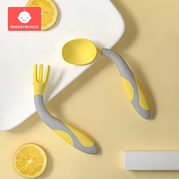 

Spoon For Baby Utensils Set Auxiliary Food Silicone Gel Spoon Baby Learn To Eat Training Bendable Soft Spoon Children Tableware