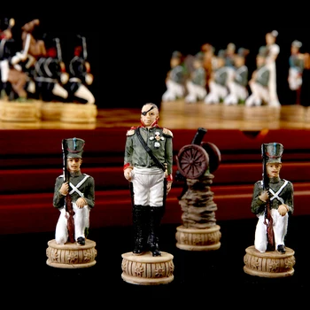 

Child intelligence game Historic Theme of Russian France a War Chess Sets Resin Chess Pieces Wooden Board Game